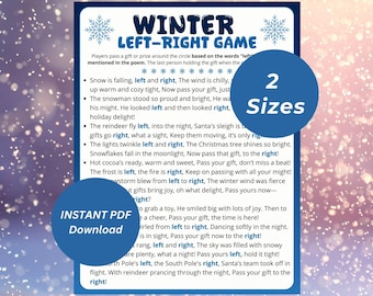 Winter Left Right Game Pass the Gift Prize Exchange Game for Family Reunion Office Party Icebreaker, Christmas games, Family games printable