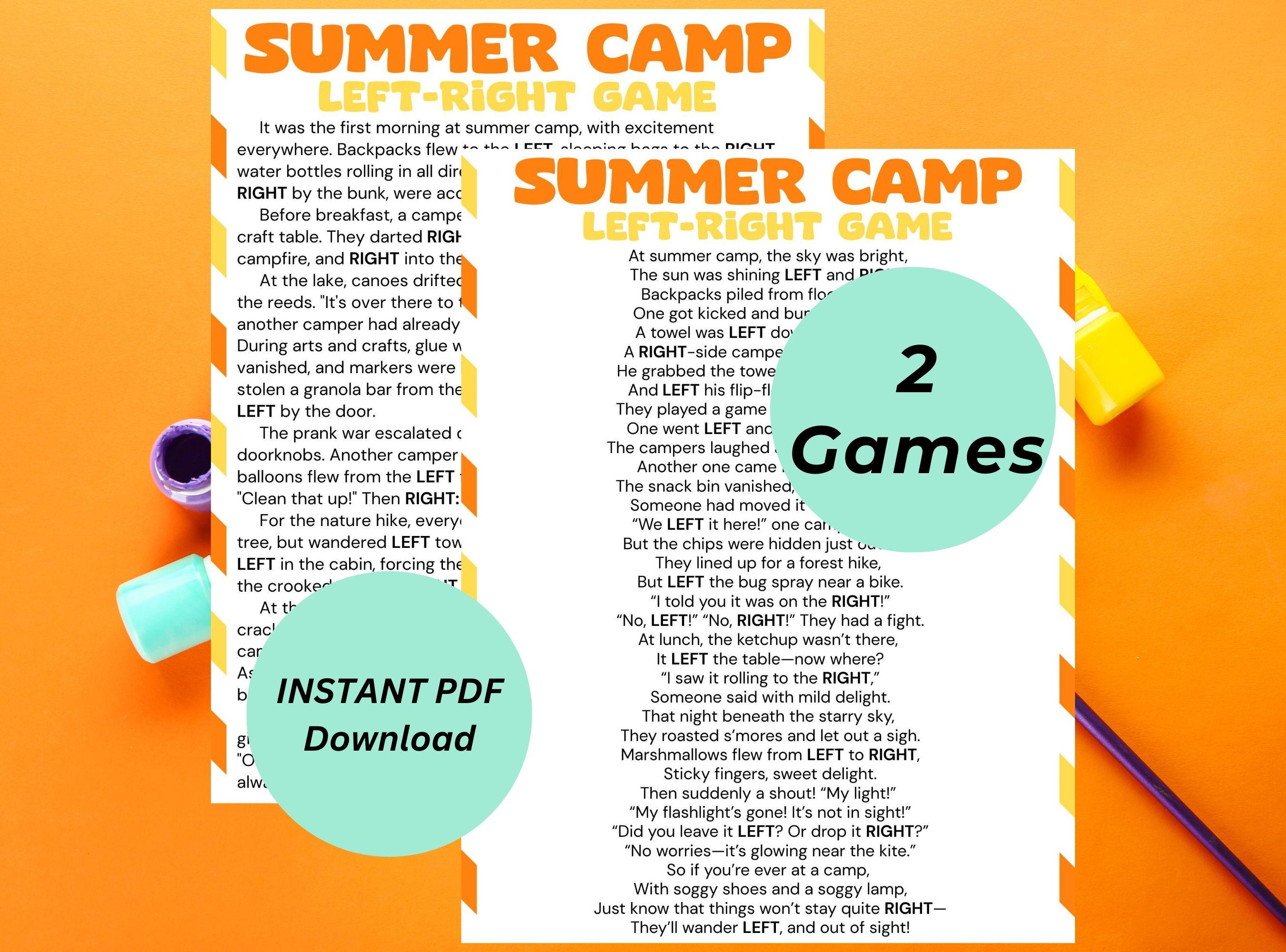 Fun Pdf Summer Camp Left Right Story Game: Icebreaker Fun (PDF Download) - Etsy