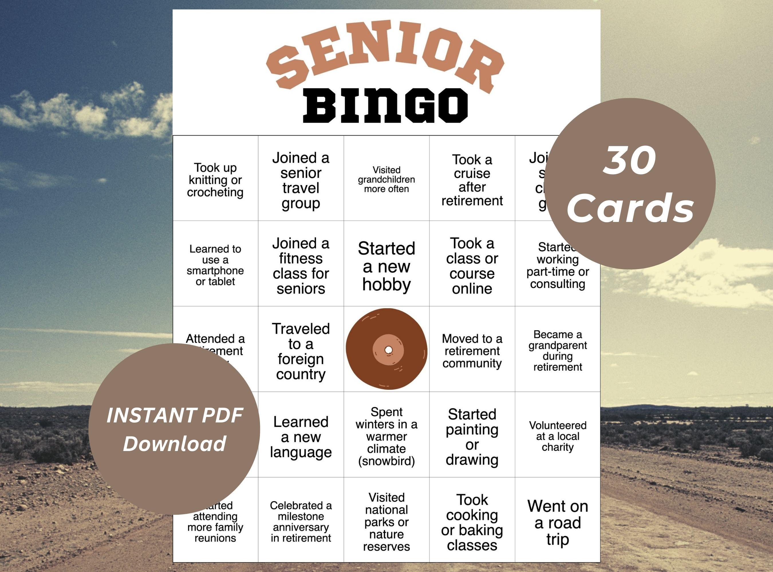 Senior Bingo Game: 30 Printable Cards, Family Reunion (PDF Pattern) - Etsy