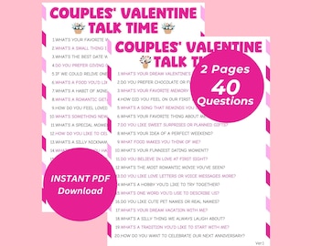 Valentine's Day Conversation Starters - Couples Date Night Game (PDF Download)