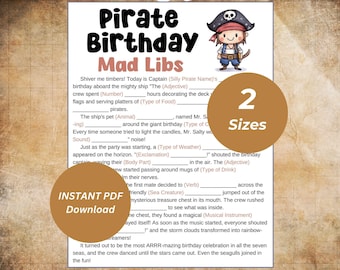 Pirate Birthday Mad Libs Printable Game, Birthday party games for kids adults, Pirate themed birthday party, Fun party games