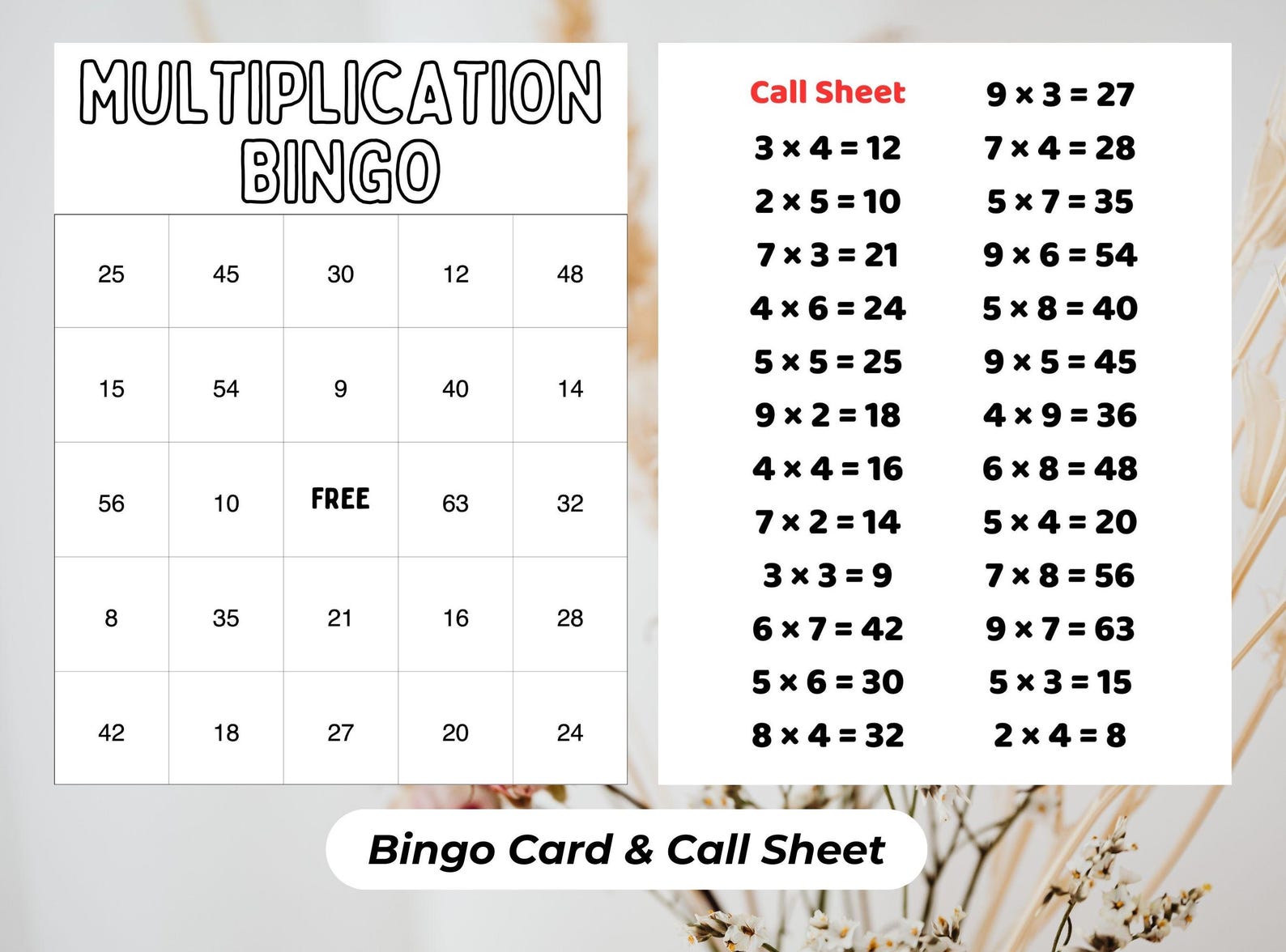 Multiplication Printable Multiplication Bingo Math Game Single Digit ...