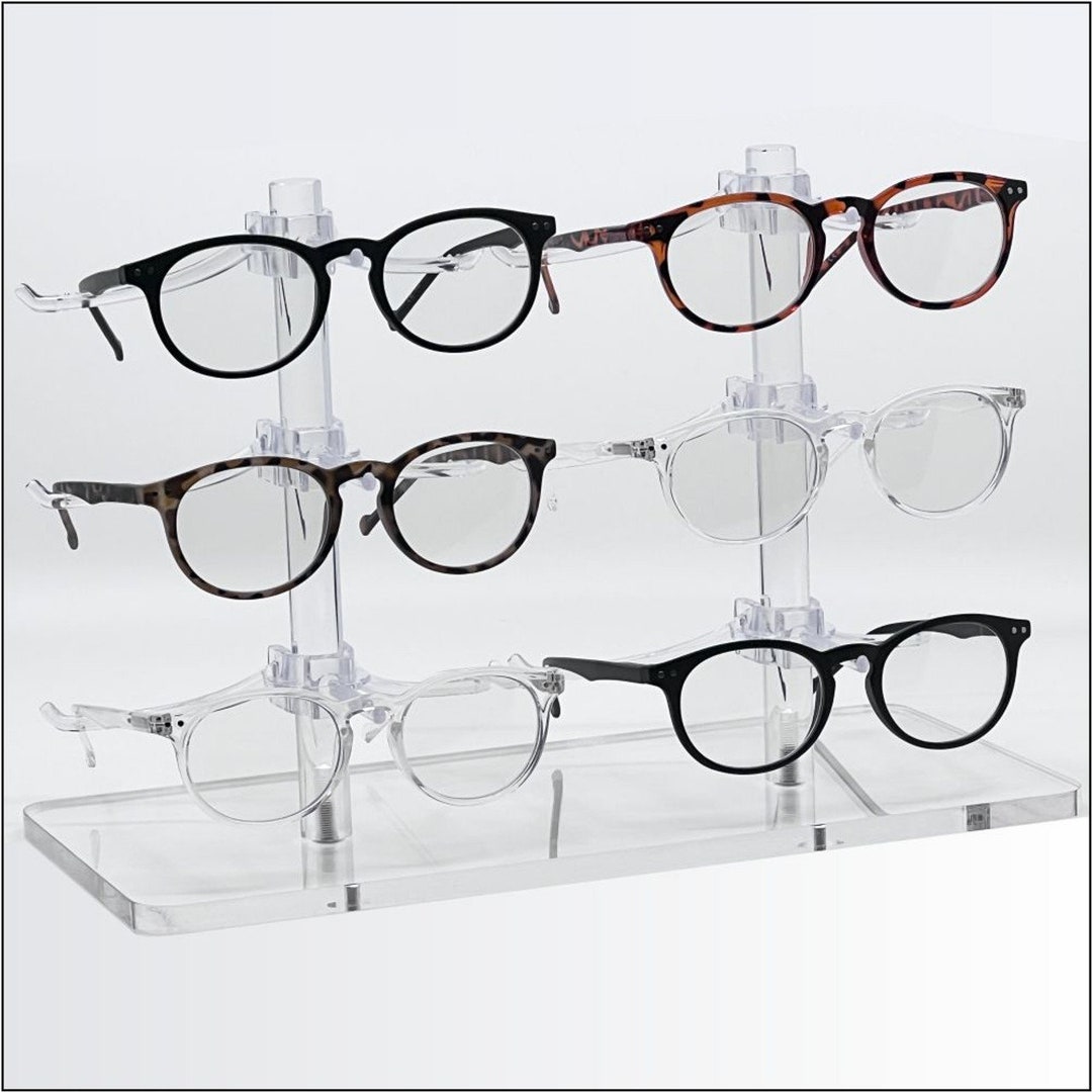 Double Optical Frame Display Risers With 2x3 Y-clips in a Row Glasses ...