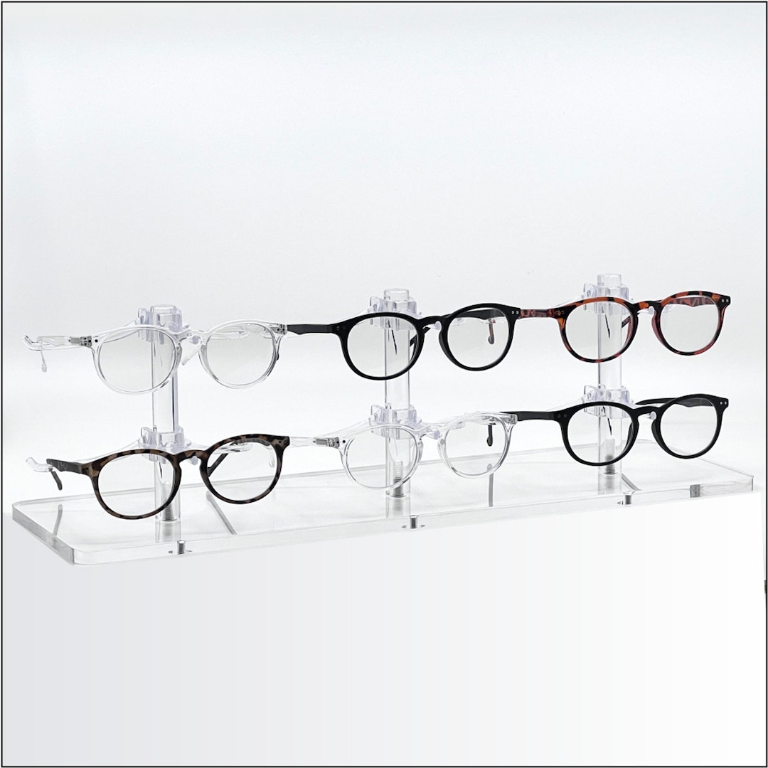 Triple Optical Frame Display Risers With 3x2 Y-clips in a Row - Glasses ...