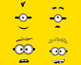 Minion face svg Bundle,Minion SVG,funny Minion face,minion cut file for circuit,Minion eyes,Files for Silhouette,Instant download