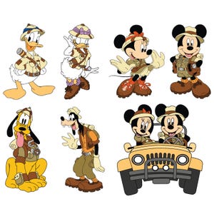 Safari Mouse SVG, EPS, PNG, personaggi in piedi di Topolino e amici del safari, centrotavola a tema, maglietta, download immediato, digitale
