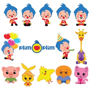 Plim plim and friends, Plim Plim Svg Files for Cricut, Png bundle, DXF, Clipart, Digital Stickers Instant Digital, Plim plim, payasito