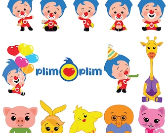 Plim plim y amigos, Plim plim archivos svg para cricut, paquete png, dxf, clipart, pegatinas digitales instantáneas digitales, plim plim, payasito