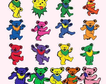 Dancing Bears SVG,Bears png, dxf, pdf, Dancing Bears Vector, Digital Download, Vector, Bear Dancing SVG, Grateful Dead SVG Bundle