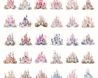 Watercolor Mouse Castle Png Bundle, Mouse Ear Castle Png, Retro Colorful Castle Png, Sublimation Design Png, Magic Kingdom Png, Sublimation