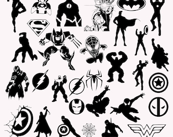 Superhelden-Svg-Bundle, Superheld-Svg, Captain America-Svg-Bundle, Superheld-Clipart, Iron Man Spiderman Hulk Thor-Svg-Schnittdateien, Png, Dxf