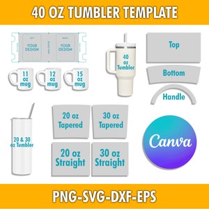 11-12-15 Oz Mug Template, 20-30 Oz Tumbler Template, 40 Oz Tumbler Template, 24 Oz Cold Cup Template, Mug Tumbler Wrap Sublimation Templates