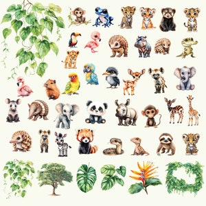 Safari Animals Clipart, Wild One Birthday, Jungle Nursery, Jungle Birthday Decor, Safari Truck, Jungle Graphics, Safari Nursery Decor