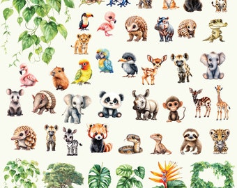 Imágenes Prediseñadas de animales Safari, cumpleaños salvaje, vivero de la selva, decoración de cumpleaños de la selva, camión Safari, gráficos de la selva, decoración del vivero Safari
