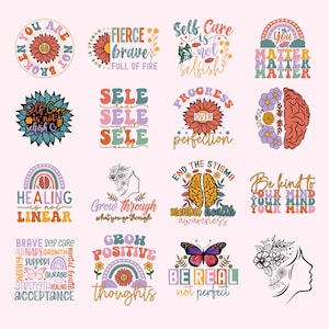 Mental Health SVG Bundle, mega svg bundle, Inspirational svg, Positive SVG, Motivational SVG, Mental Health Awareness, Cut Files for Cricut