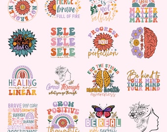 Mental Health SVG Bundle, mega svg bundle, Inspirational svg, Positive SVG, Motivational SVG, Mental Health Awareness, Cut Files for Cricut