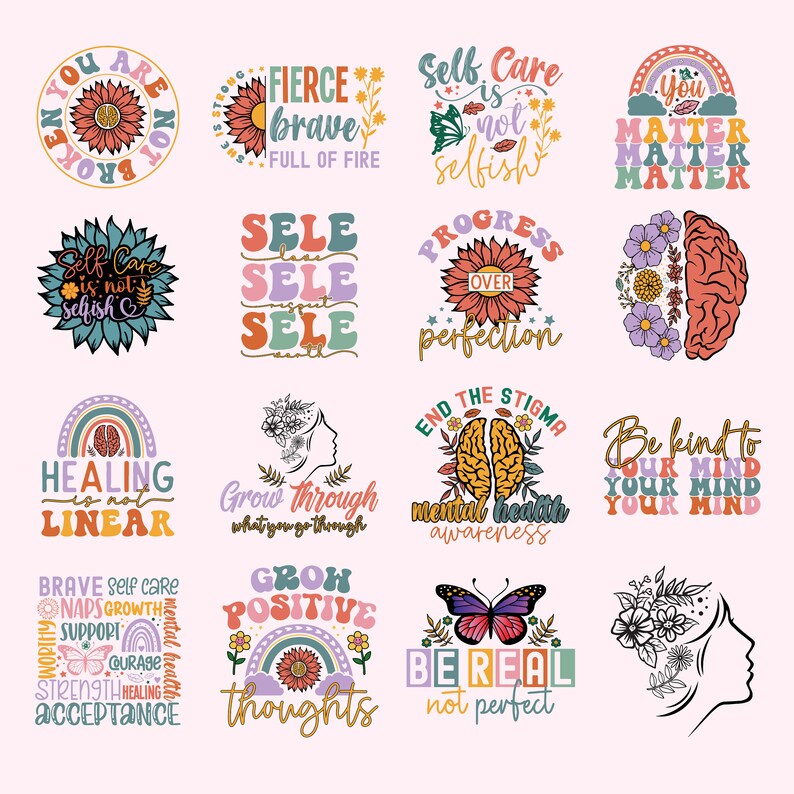 Mental Health SVG Bundle, Mega Svg Bundle, Inspirational Svg, Positive ...