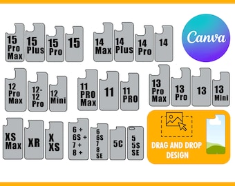 36 mallar för telefonskal Mega Bundle, mall för iPhone-skal, mall för iPhone-sublimering, mall för smartphone-skal, redigerbar Canva-mall