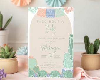 Taco Bout A Baby Shower Invitation, Fiesta Cactus Theme (Digital Download)
