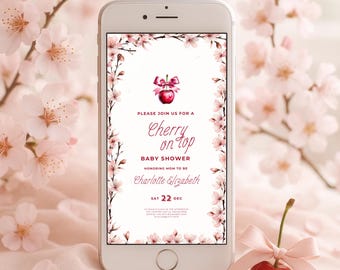Cherry on Top Baby Shower Invitation, Editable Evite (Digital Download)