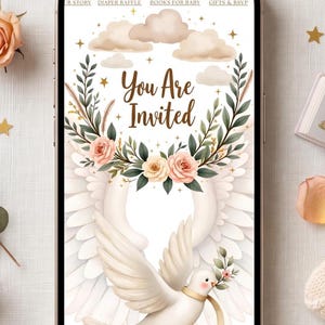 Heaven Sent Baby Shower Invitation Website, Editable Canva Template, Online RSVP, Neutral Angel Cloud Theme, Instant Download