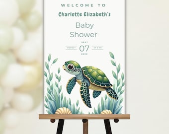 Hatchling Turtle Baby Shower Welcome Sign, Ocean Theme (Instant Download)