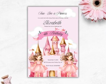 Four-ever a princess Birthday InvitePrincess PartyGirls Fourth Birthday PartyDigital DownloadMagical Party InviteCastle Invite