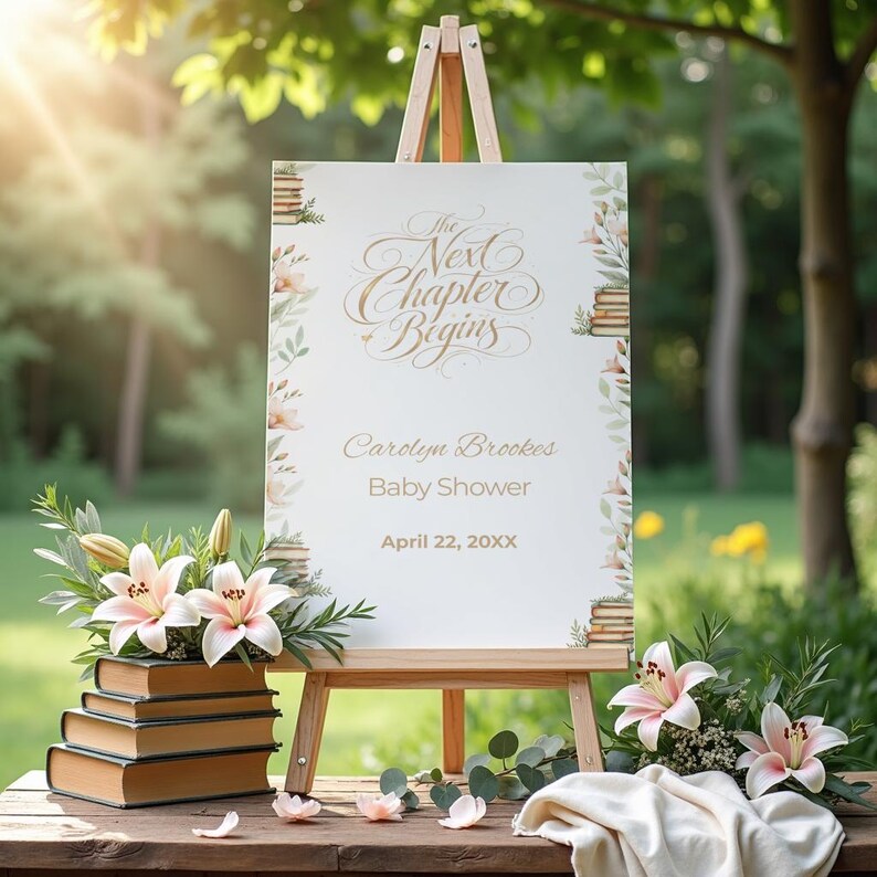 Next Chapter Baby Shower Welcome Sign Editable Book Theme Neutral ...