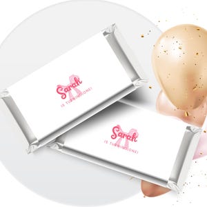Pink Bow 1st Birthday Party Chocolate WrapperInstant DownloadBirthday Candy Bar WrapperDIY Printable Party Decor
