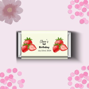 My Berry First Birthday Favors Girl Candy Bar Wrappers for Birthday Strawberry Theme Birthday Party First Birthday Party Decor Girl