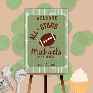 Football First Birthday Welcome SignInstant DownloadFootball Birthday Party Welcome SignEditable TemplateFirst Year DownEditable