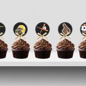 Sport Zweiter Geburtstag Cupcake Toppers PrintableInstant DownloadGeboren TWO BALL Party DekorationenLebensmitteletikettJungen Geburtstag Cupcake