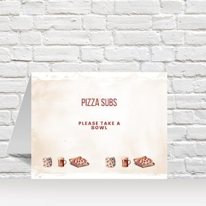 Pizza Baby Shower Buffet CardInstant DownloadWhimsical Pizza Baby ShowerDIY Printable DecorationsPizza Brews Diapers Template