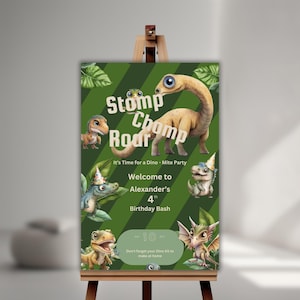 Dino Birthday Party Welcome SignInstant DownloadEditable Welcome SignDinosaur Party DecorDIY Printable DecorDino Birthday Party