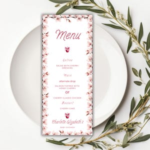 Cherry on Top MenuDownload immediatoCherry Menu Baby ShowerMenu modificabile da tavoloMenu stampabileCherry On Top Baby Shower Food Card