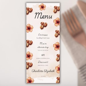 Modèle de menu d'aliments pour baby shower en grains de caféTéléchargement instantanéMenu Baby is Brewing Baby showerMenu de table modifiableCarte de café imprimable