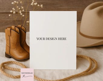 Western Invitation Mockup, Digital Template, Editable Design for Rustic Party