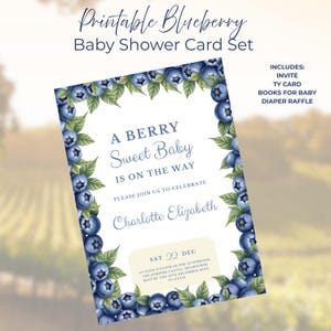 Blueberry Baby Shower Invitation Bundle: Berry Sweet Theme (Digital Download)