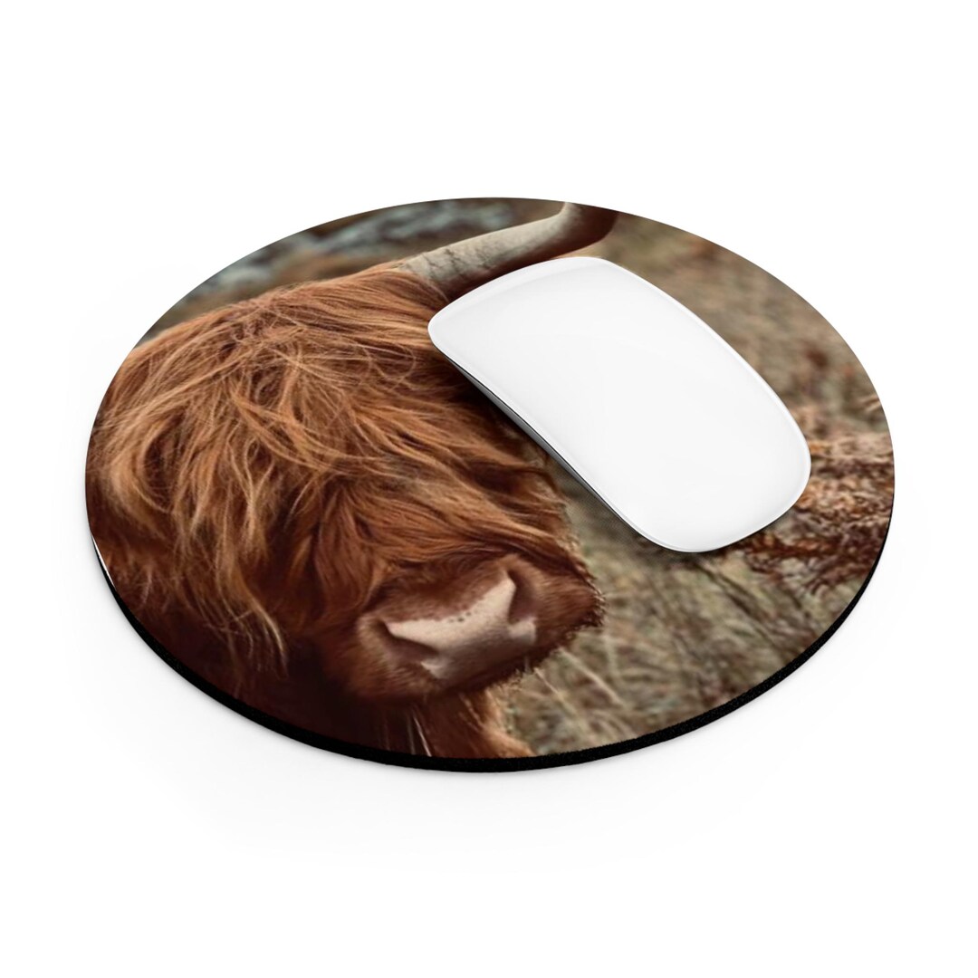 Highland Cow Mouse Pad - Rustic Farmhouse Desk Decor, Cow Art, Office ...