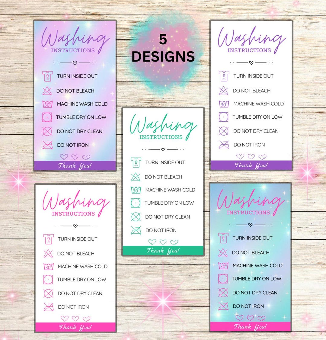 PRINTABLE WASHING INSTRUCTIONS Cards Business Clothing Care Inserts ...