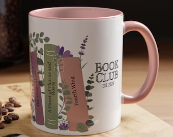 Taza con estante para libros personalizada (11, 15 oz), regalo para club de lectura, taza de vidrio personalizada para amantes de los libros, vaso de café helado personalizado para amantes de los libros, regalo para amantes de los libros