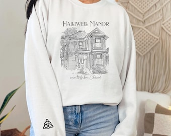 Charmed Halliwell Manor Vintage sudadera de Halloween Spooky good Witch Victorian House Haunted Coven Unisex Crewneck Sudadera