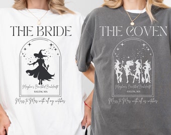 Personalisiertes Witchy Junggesellinnenabschied Shirt, Braut's Coven Bachelorette Shirts, Gothic Magie Braut oder Bachelorette Geschenk, Hexe Bach Tshirt