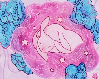 dreaming bunnies - 8x8'' print