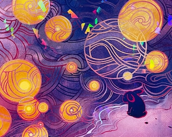 fireflies - 4x6'' holographic print