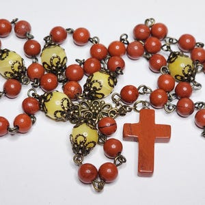 Lutheran Longworth Lenten Pattern Rosary - Protestant Prayer Beads - Bronze Brown Jasper Beads