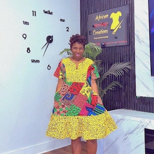 Ankara  short dress, african print dress, ankara dress, Ankara, Wedding Dress, party dress, Special occasion dress, bubu dress
