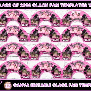 Graduation Editable Canva Clack Fan Template Bundle, Ready to Edit, Editable Drag & Drop Pre-Made Templates
