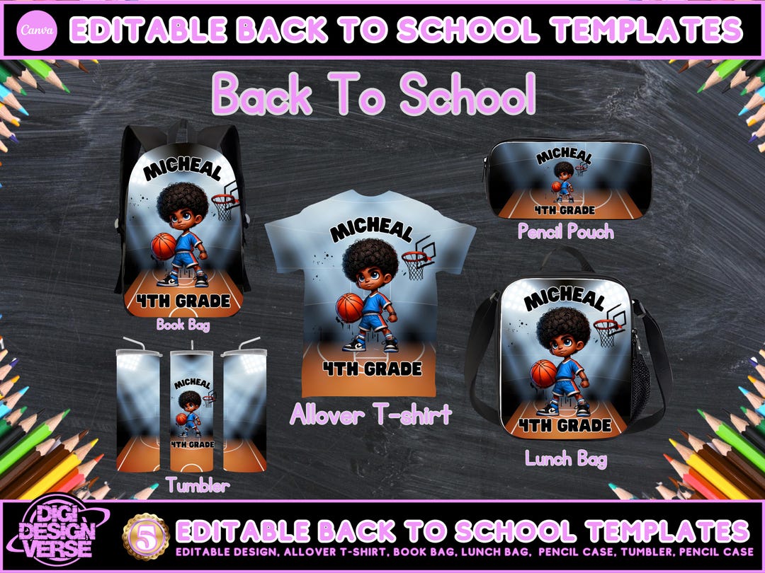 Back to School Editable Canva Template for Backpack, Pencil Case, Lunch ...