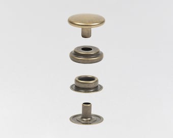 Line Snaps | Snap Button | Snap Fastener | Leather Hardware | Leather Craft Supplies | Hasi Hato Hardware | 10 sets, Antique Brass